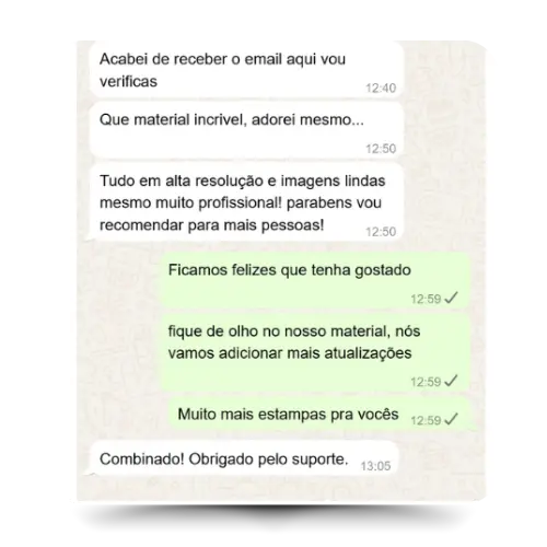 Depoimento de cliente no WhatsApp